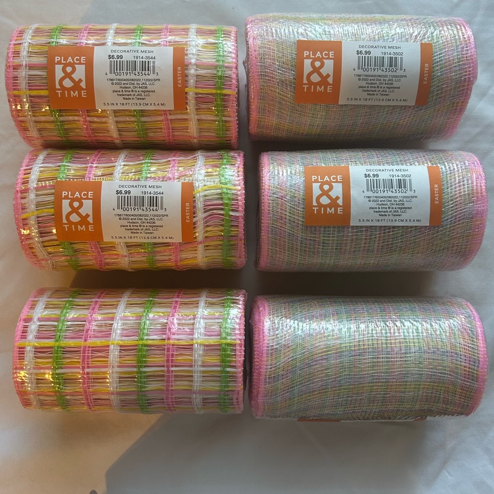 Decorative Mesh Rolls - Pink, Green, Yellow